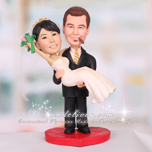 Groom Picking Bride Up Wedding Cake Toppers - Click Image to Close